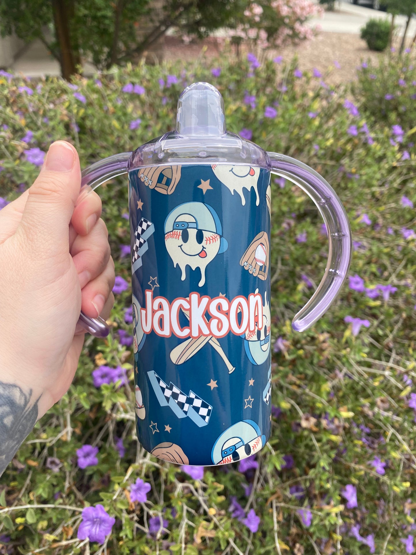 Baseball Smiley Face Kids/Sippy Cup