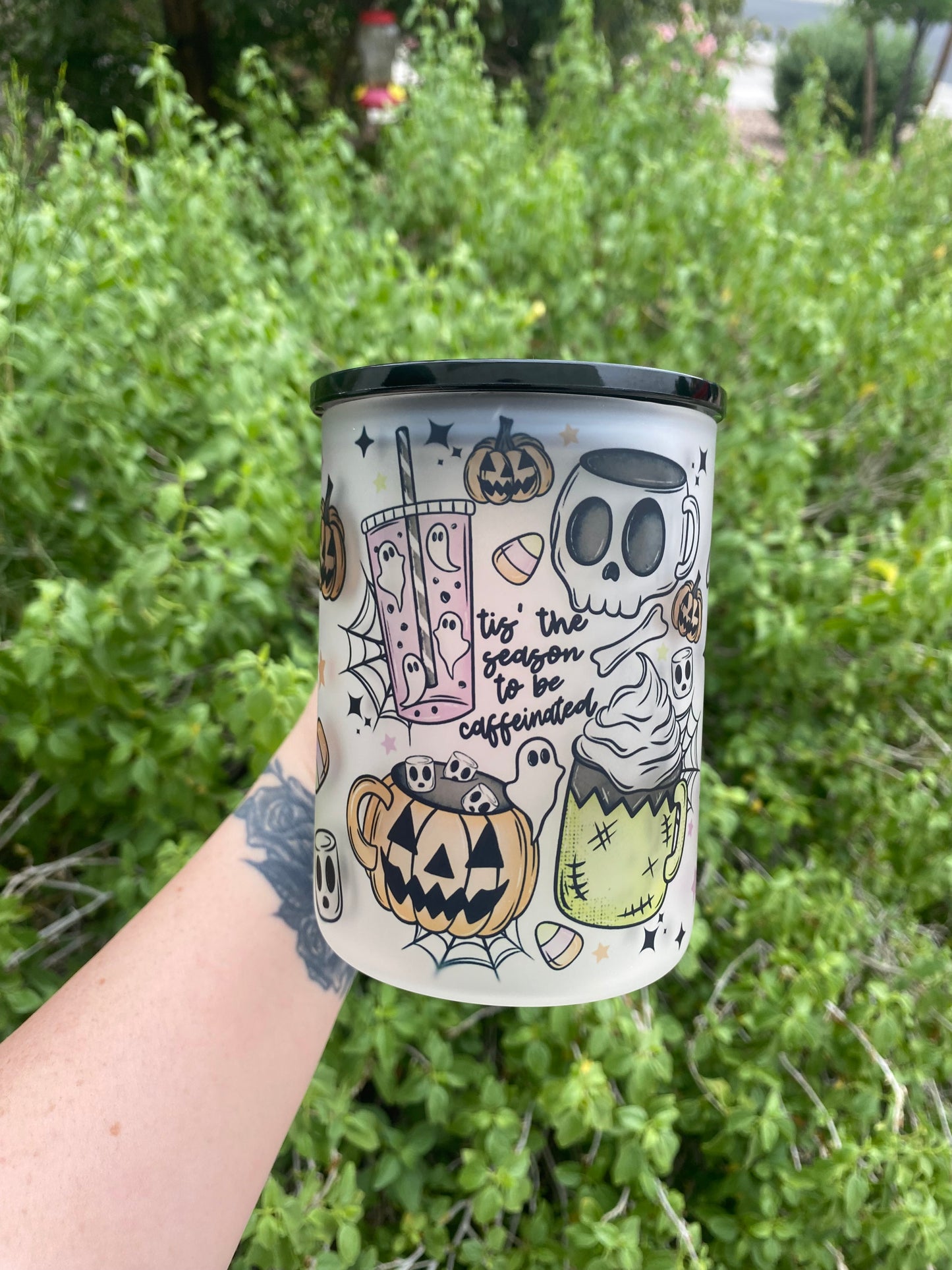 Tis this season Halloween Glass Mug with Handle