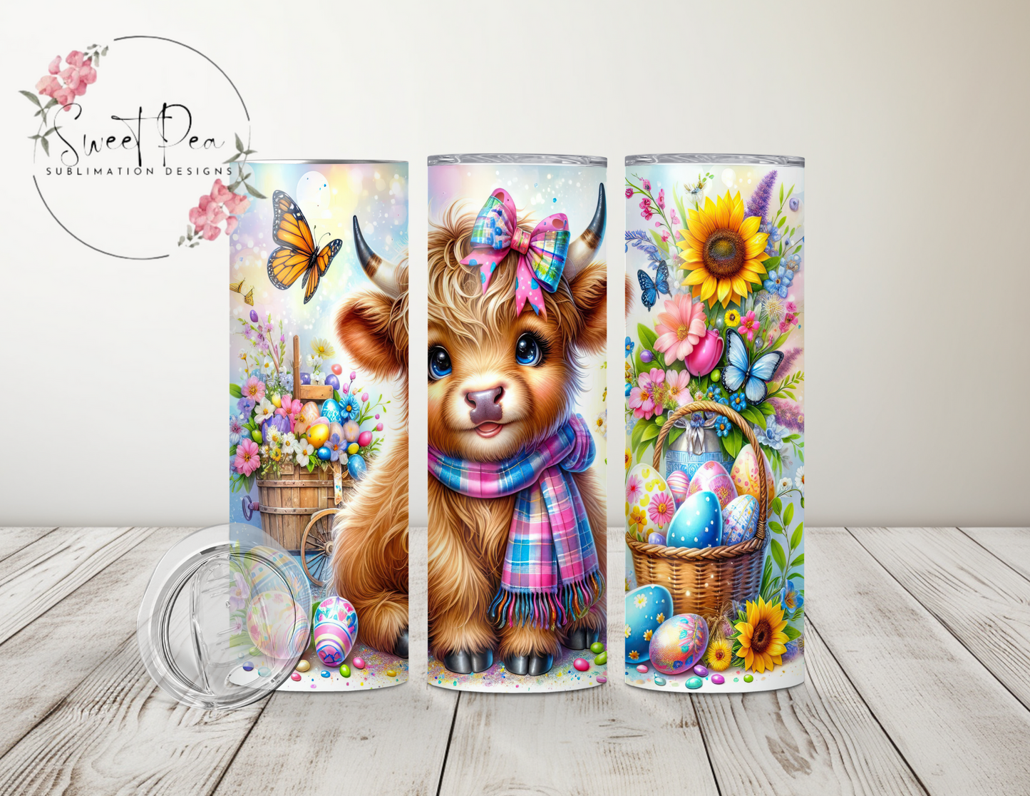 Easter Cute Highland Cow 20 oz Tumbler