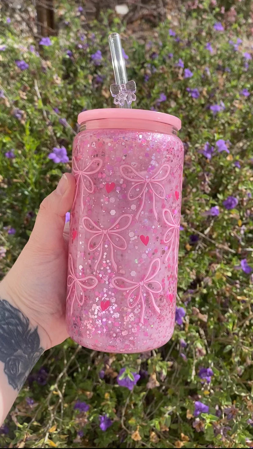 Bows & Glitter Snow Globe tumbler