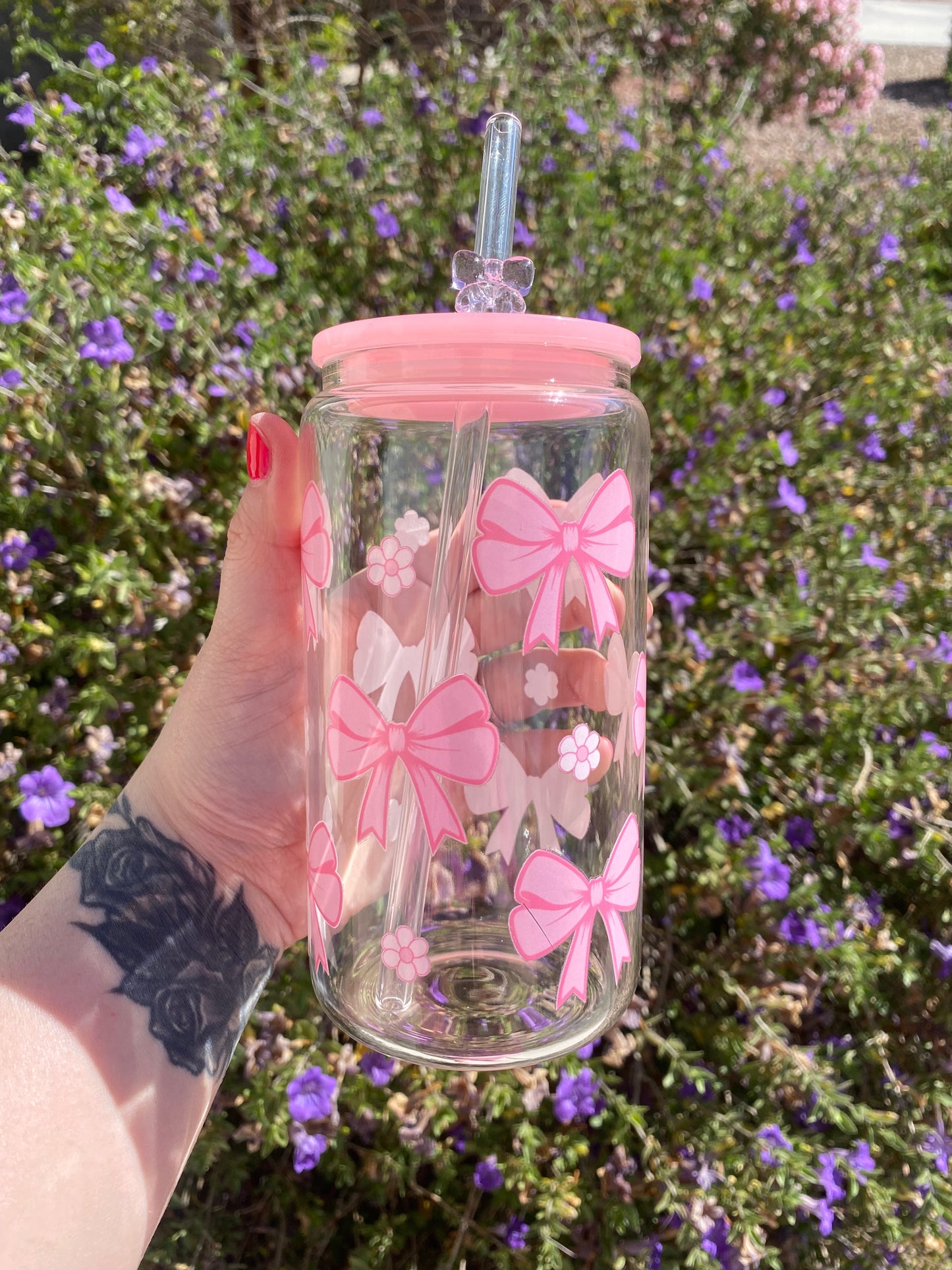 Bows & Flowers Glass Libbey Cup