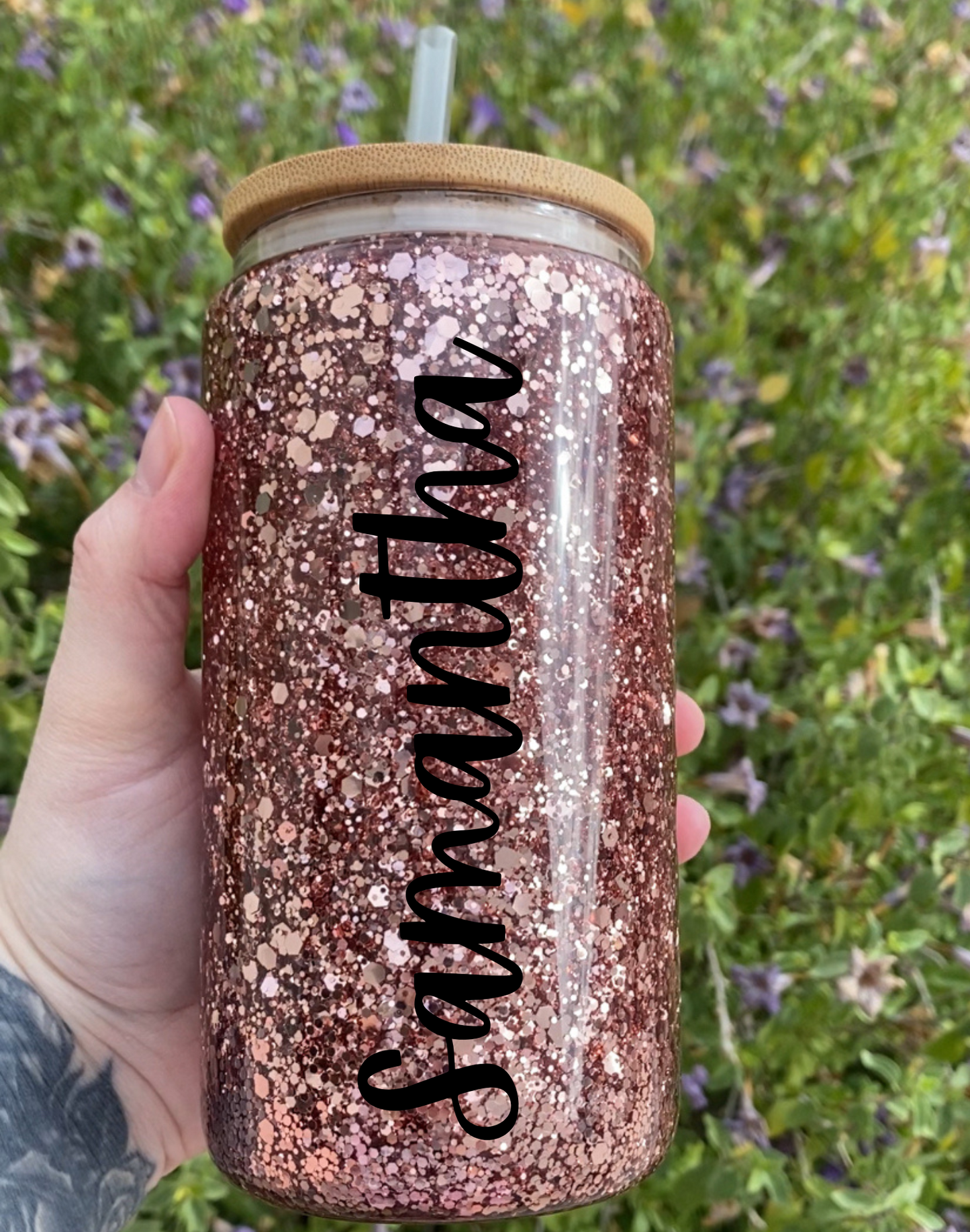 Rose Gold Glitter Snow Globe tumbler