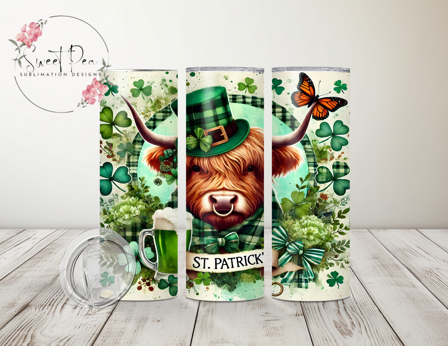 St Patrick's Day Highland Cow 20oz Tumbler