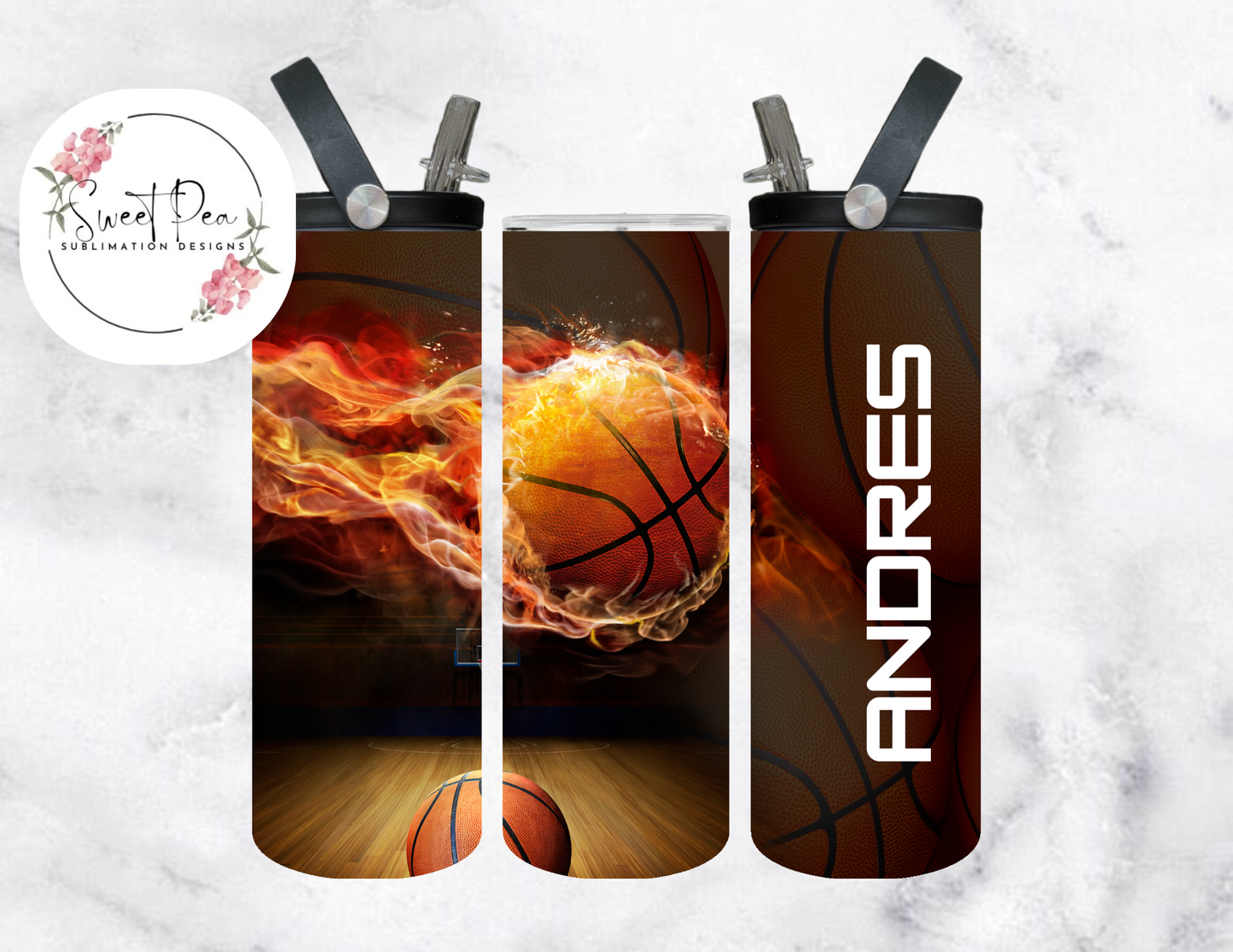 Basketball 20oz Flip Top Tumbler