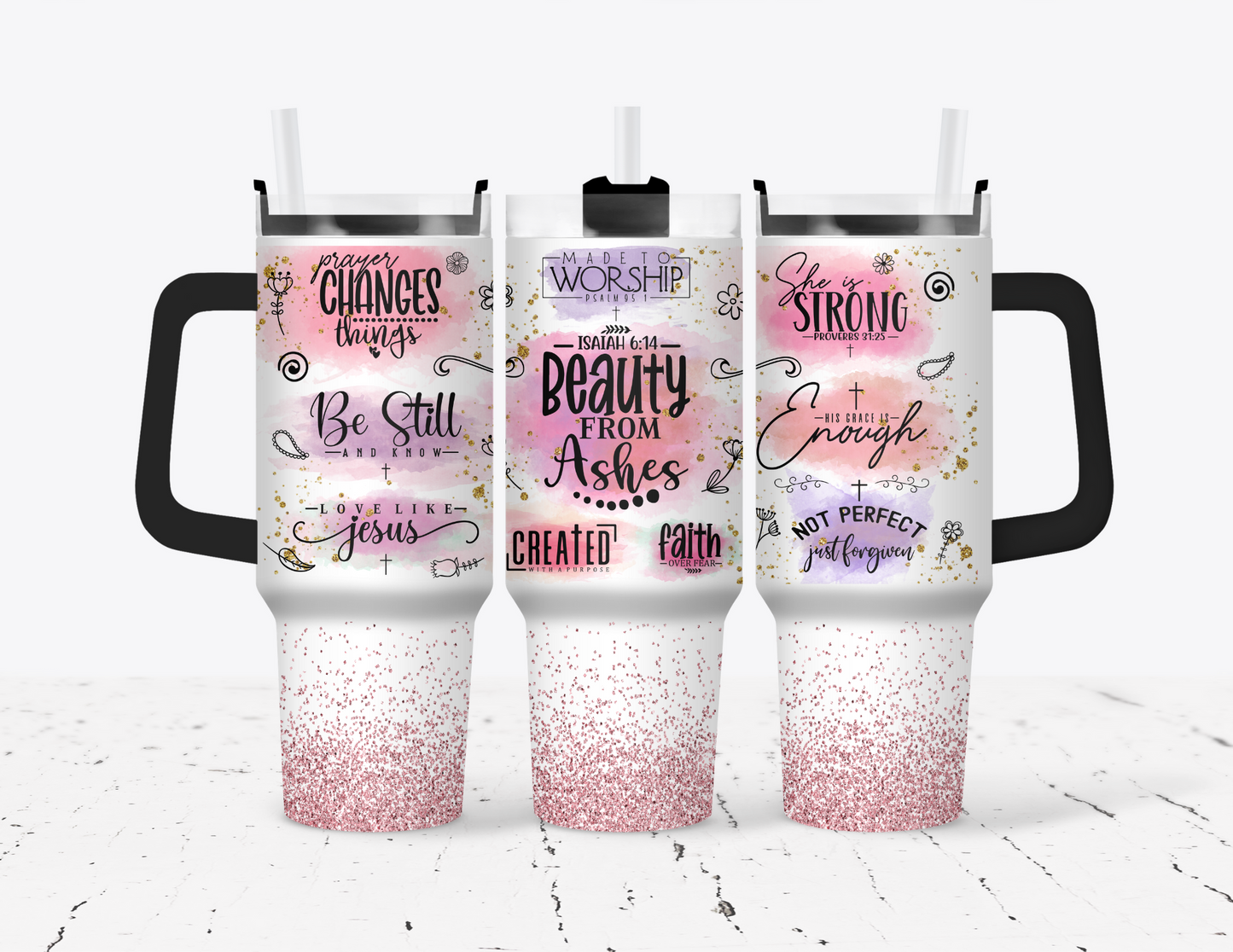 Beauty from Ashes Faith 40 oz Tumbler with handle