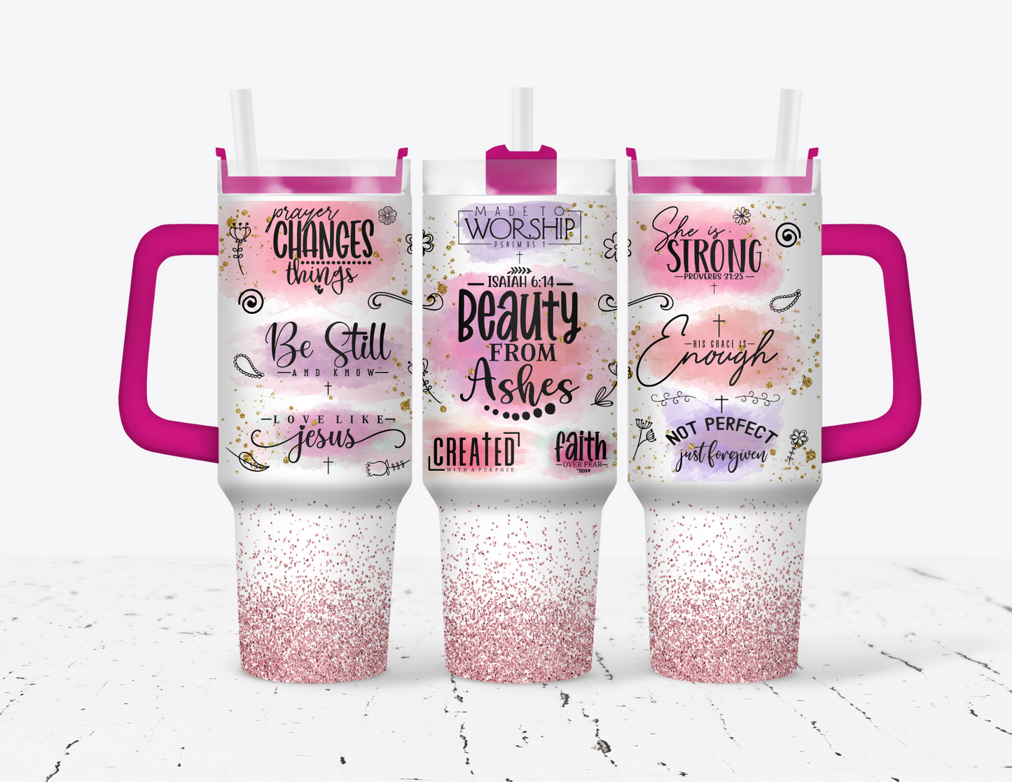 Beauty from Ashes Faith 40 oz Tumbler with handle