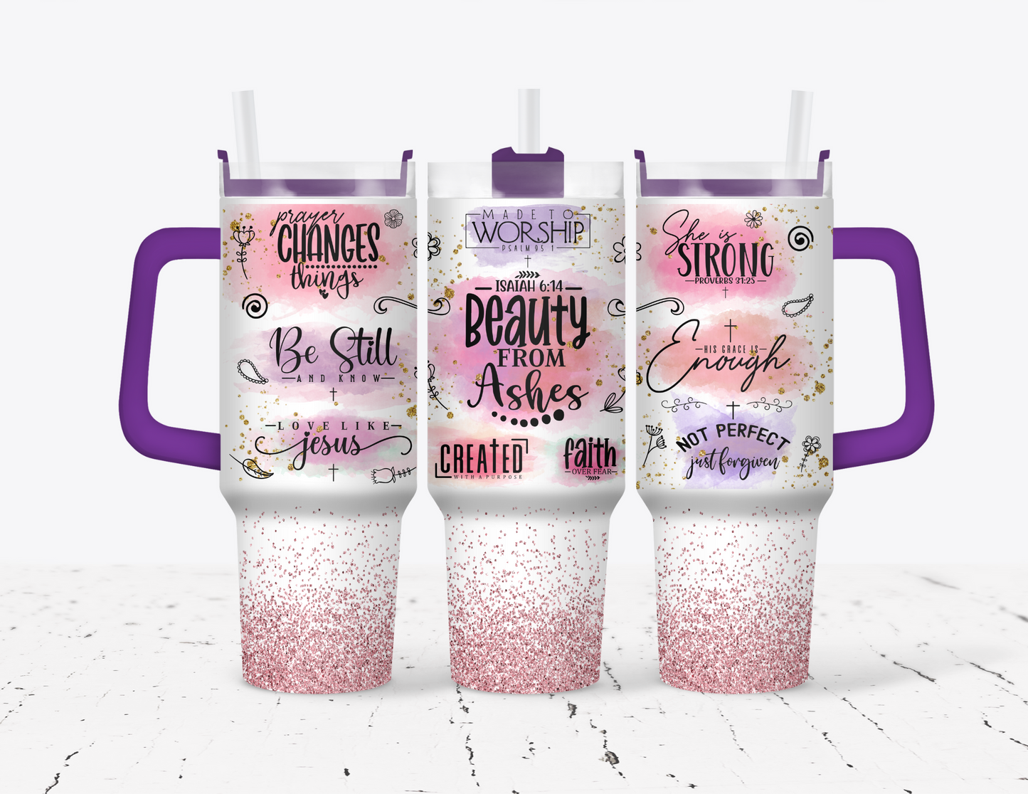 Beauty from Ashes Faith 40 oz Tumbler with handle