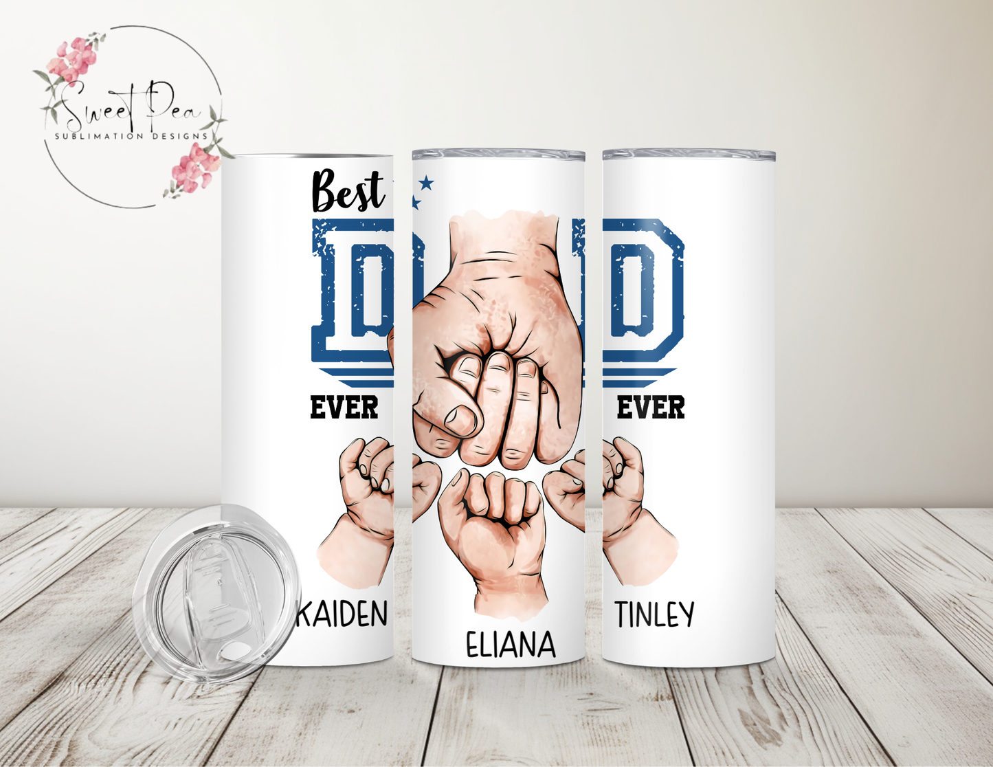 Best Dad Ever Personalized Hands 20oz Tumbler - Up to 4 Hands