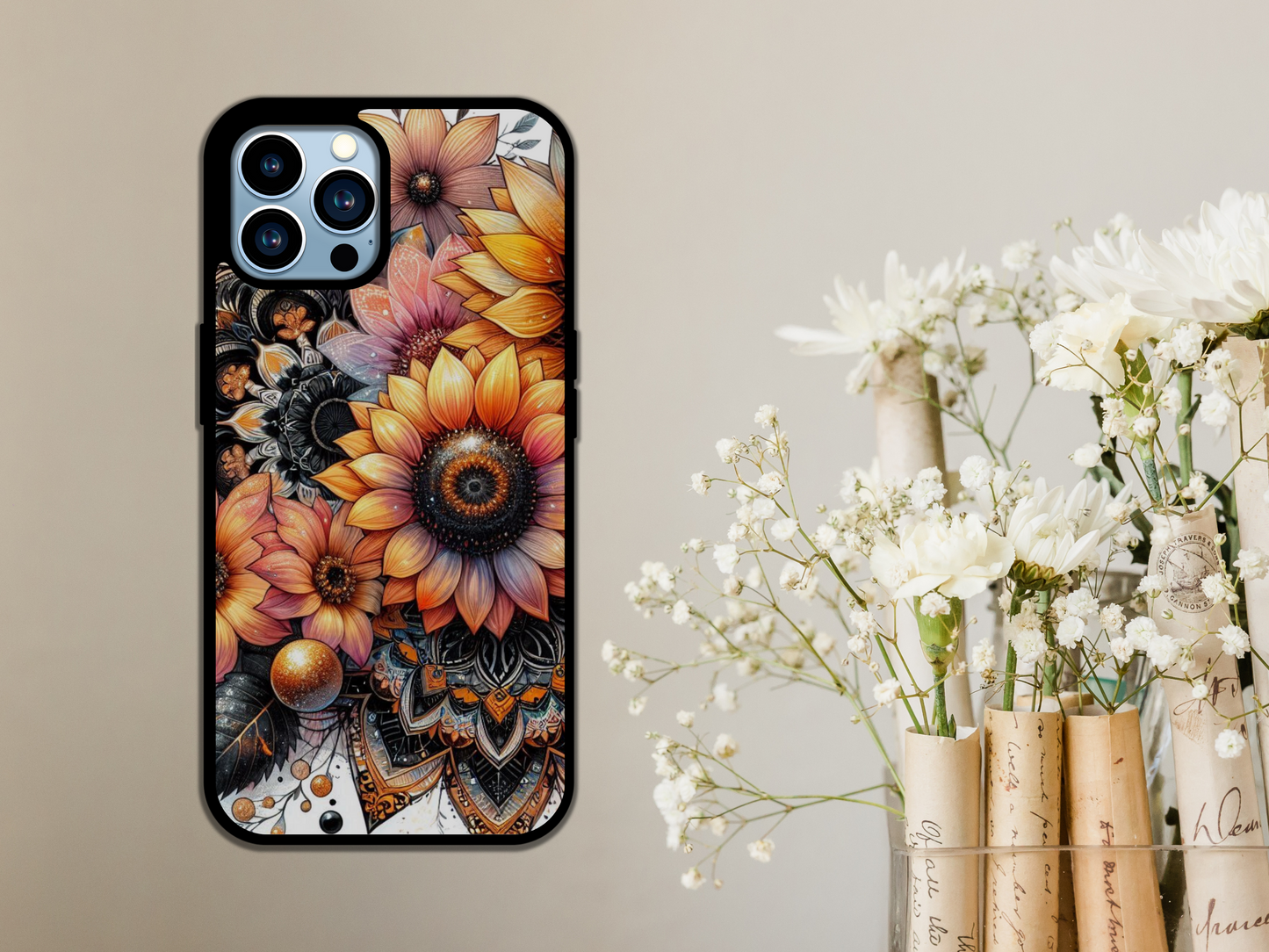 Sunflowers + Mandala iPhone Case