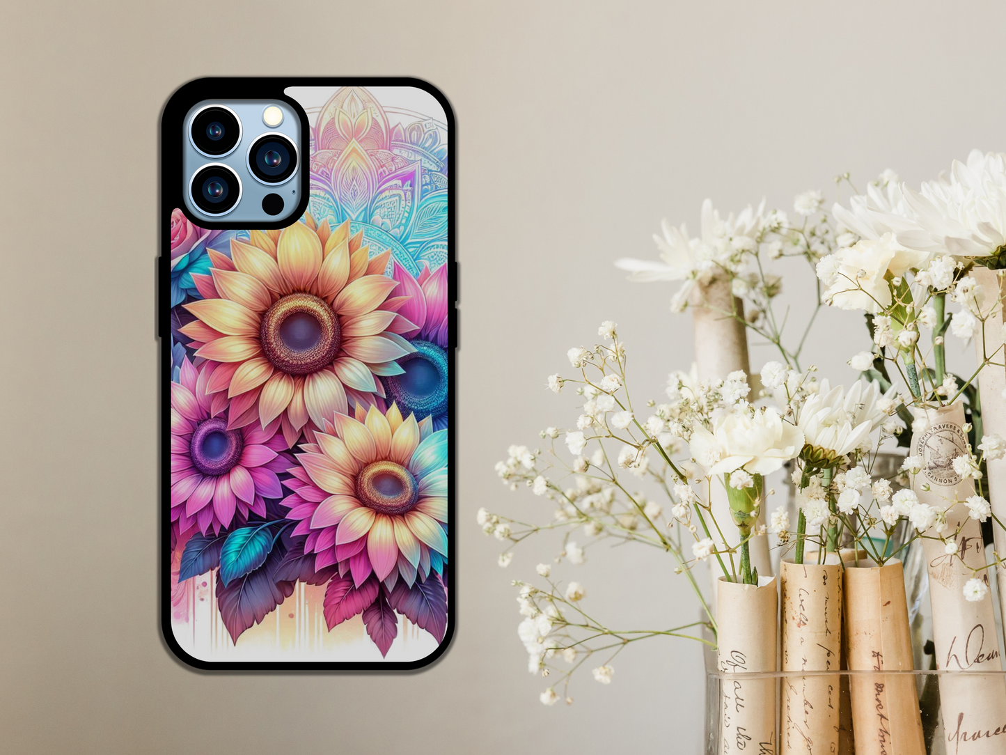 Mandala & Colorful Sunflowers iPhone Case