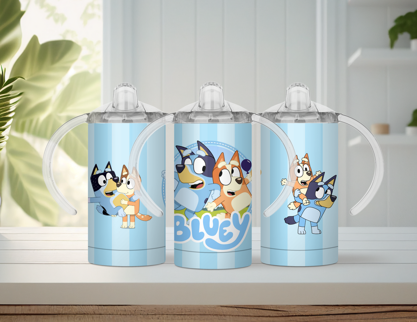 blue dog stripes sippy cup
