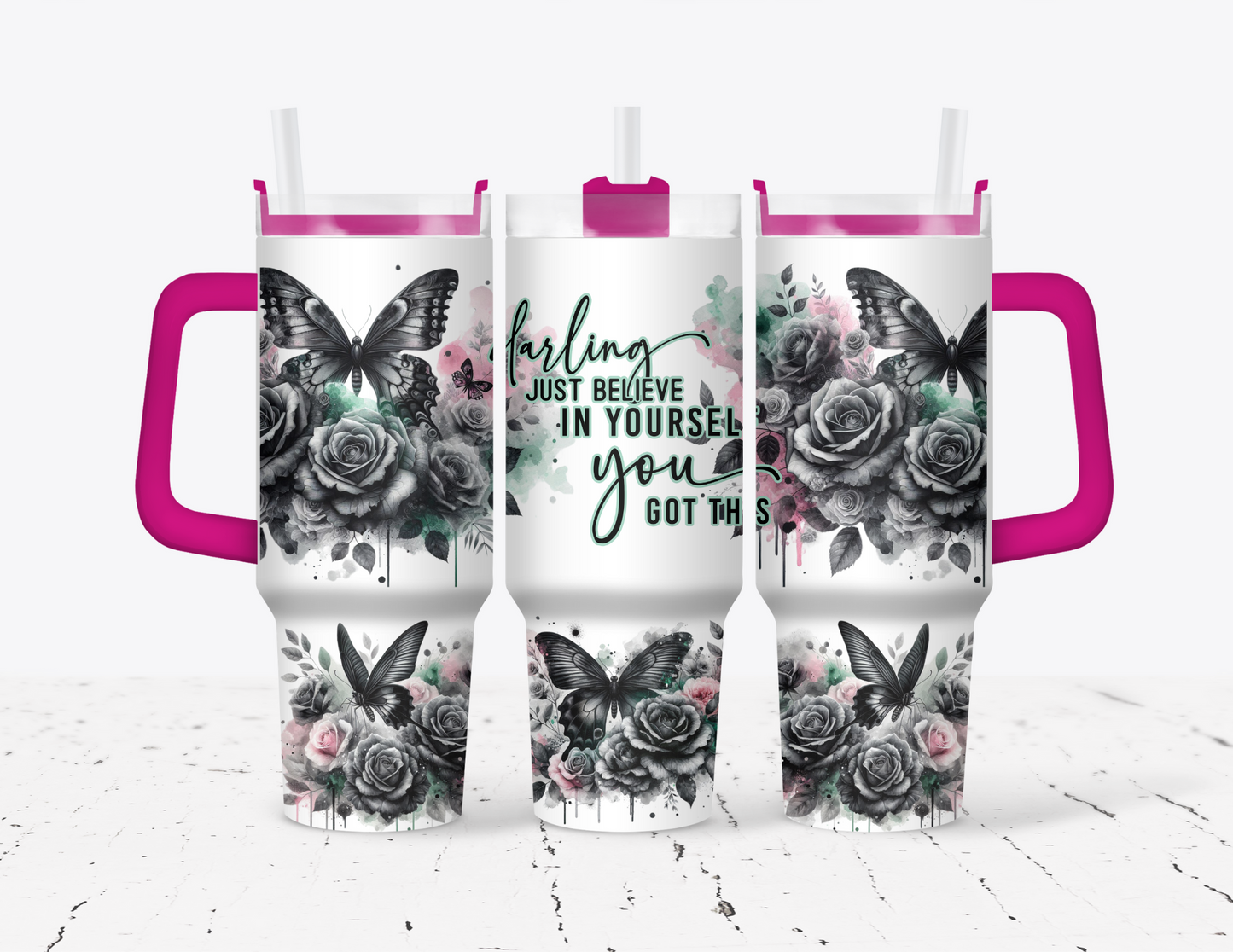 Darling just believe in yourself 40 oz Tumbler with handle