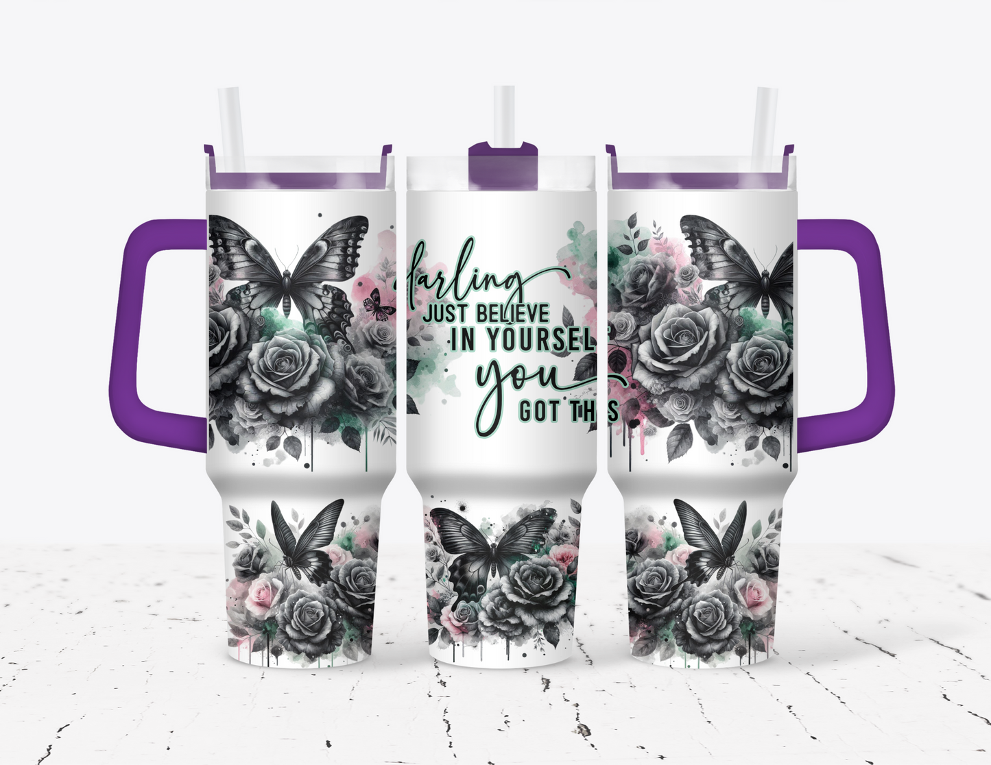 Darling just believe in yourself 40 oz Tumbler with handle