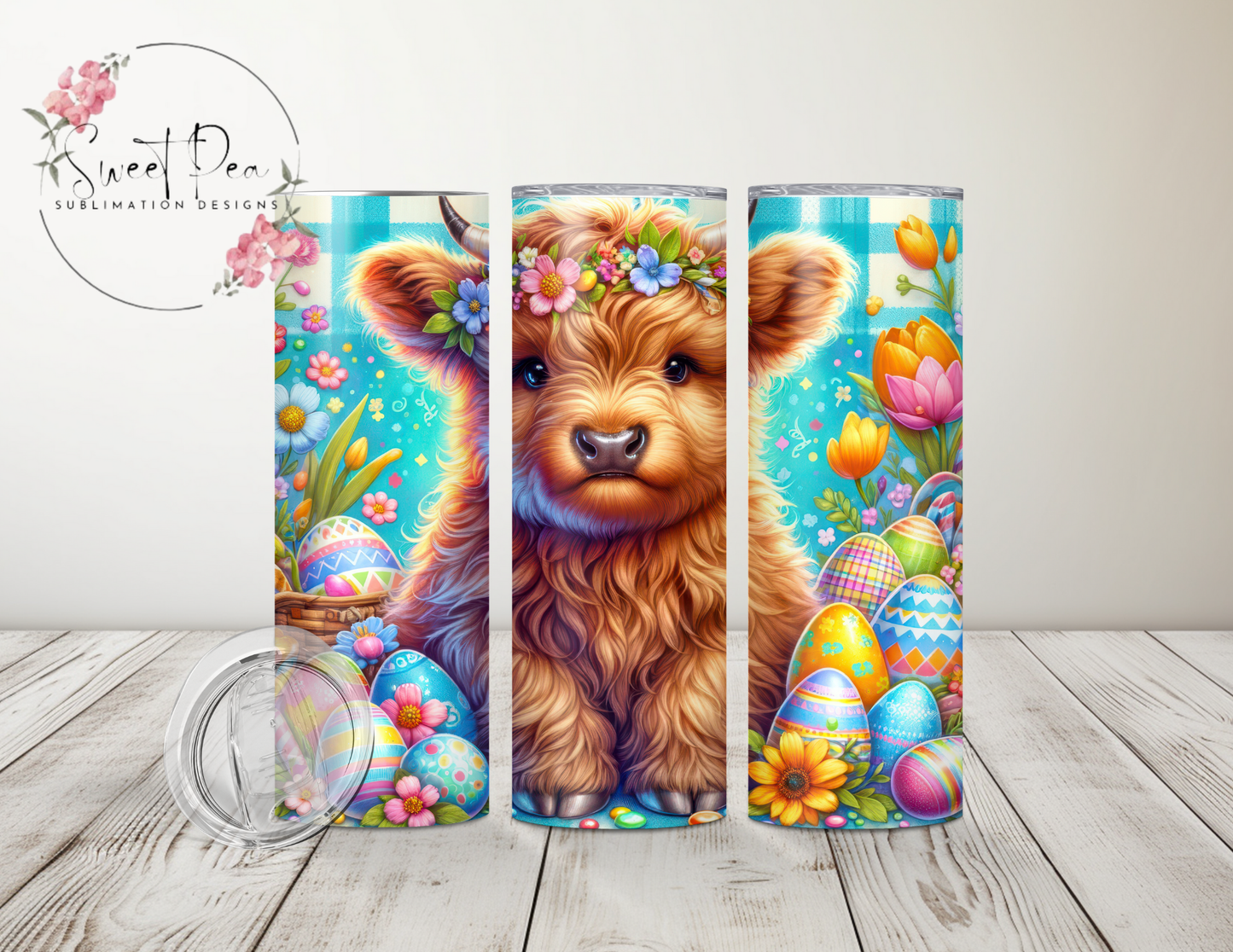 Easter Eggs & Highland Cow 20 oz Tumbler