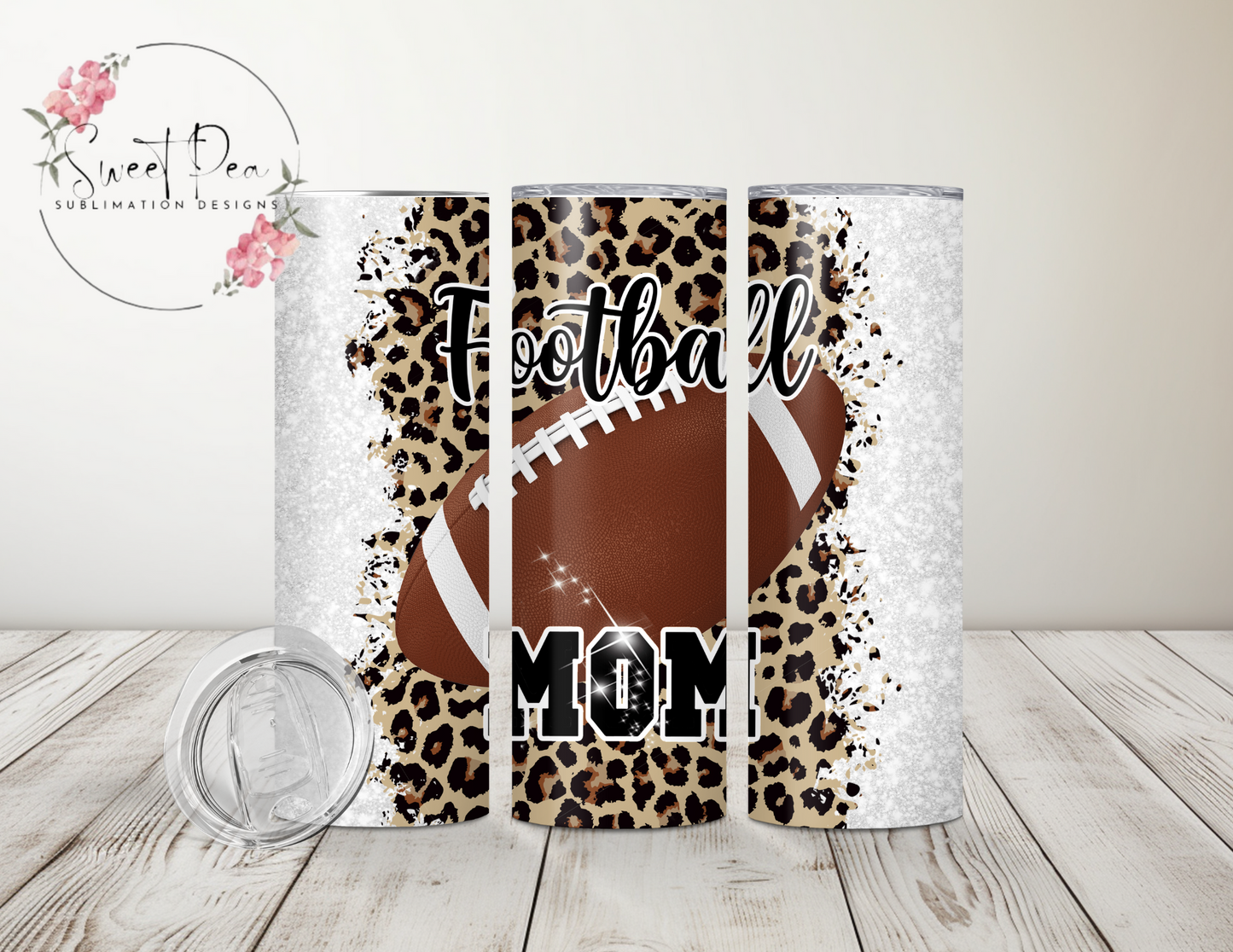 Football Mom Glitter 20 oz Tumbler