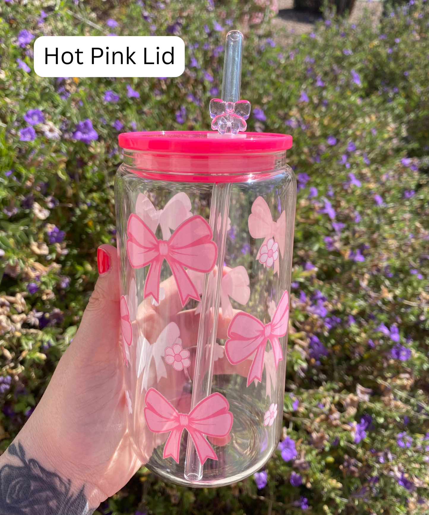 Bows & Flowers Glass Libbey Cup