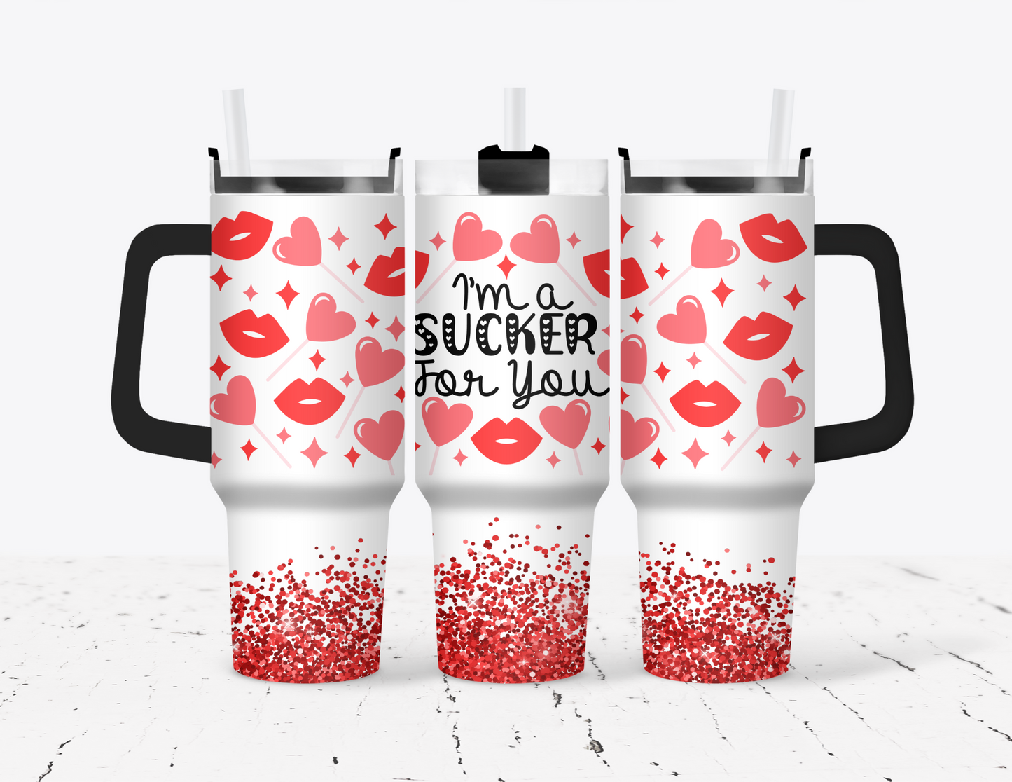 I'm a Sucker for You - Valentines - 40 oz Tumbler with handle