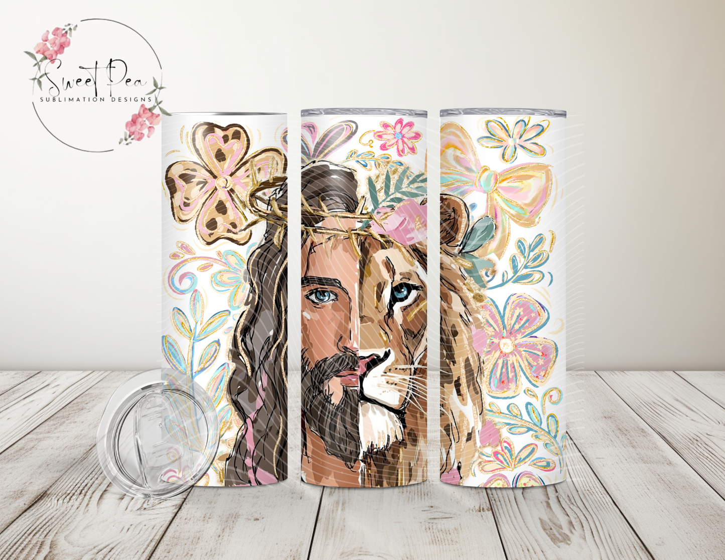 Lion of Judah, Jesus Floral 20oz Tumbler