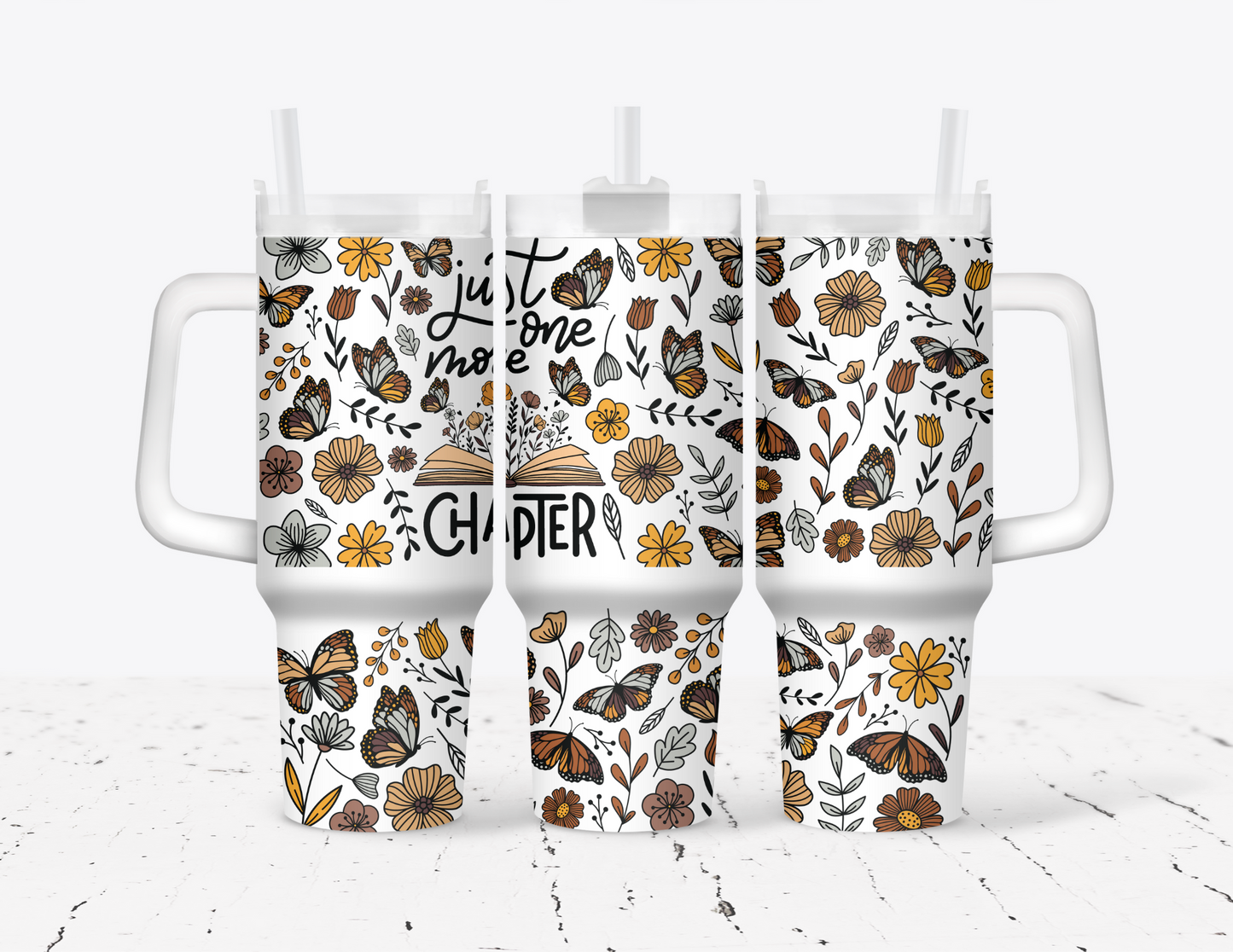 Just One More Chapter, Book Lover 40 oz Tumbler with handle
