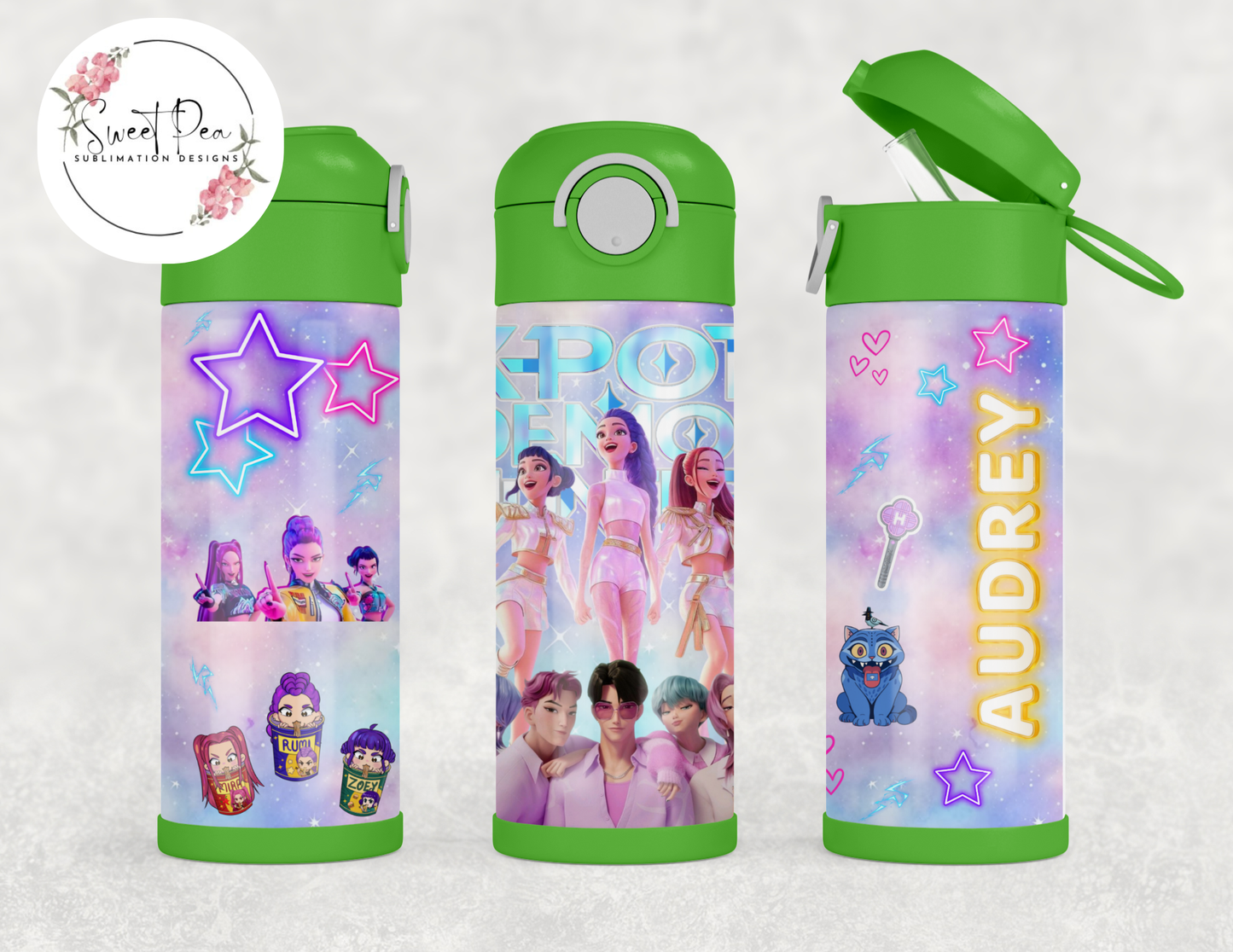 Huntrix K-Pop Demon Hunters 12oz Kids Flip Top Tumbler