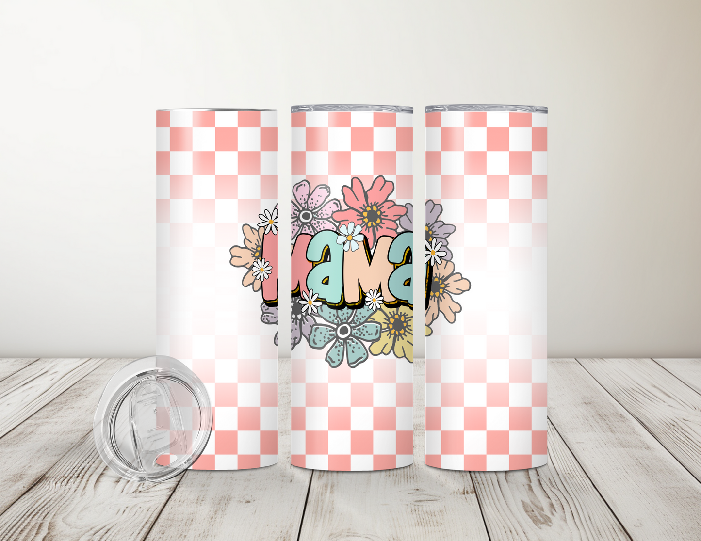 Mama & Mini Pink Checkered Matching Tumbler Set