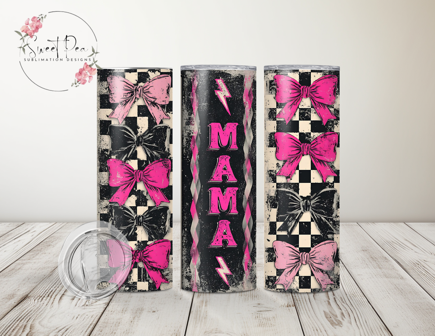 Mama Pink Checkered 20oz Tumbler