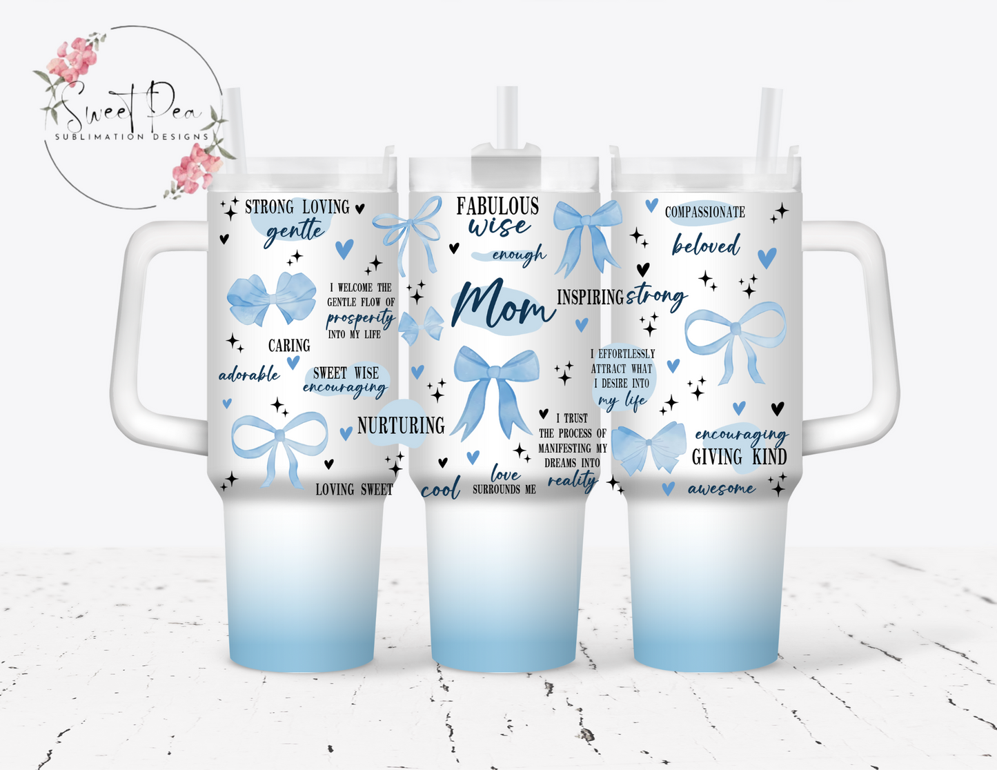 Blue Coquette Mom 40oz Tumbler