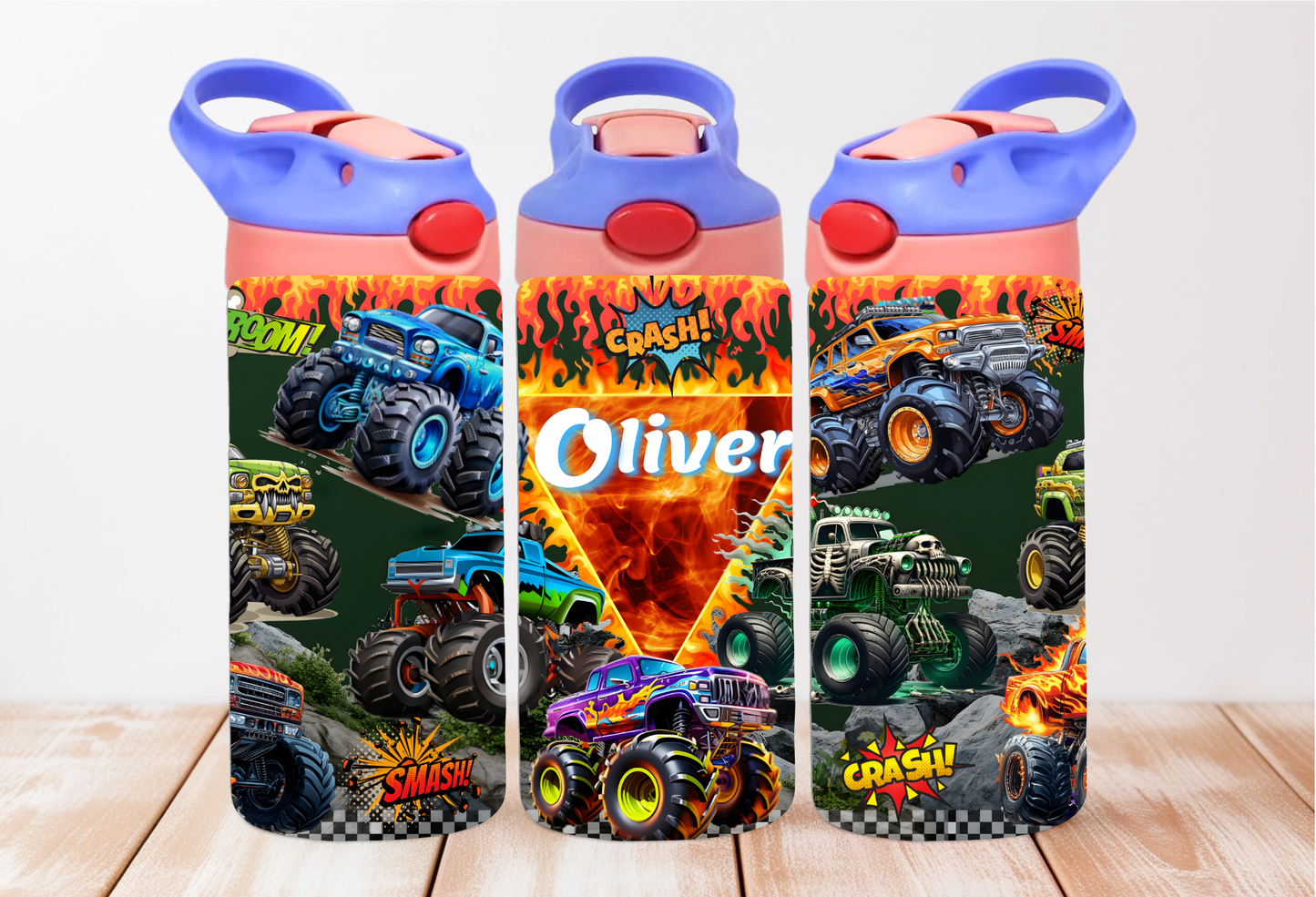 Monster Trucks Kids 12oz Flip Top Tumbler
