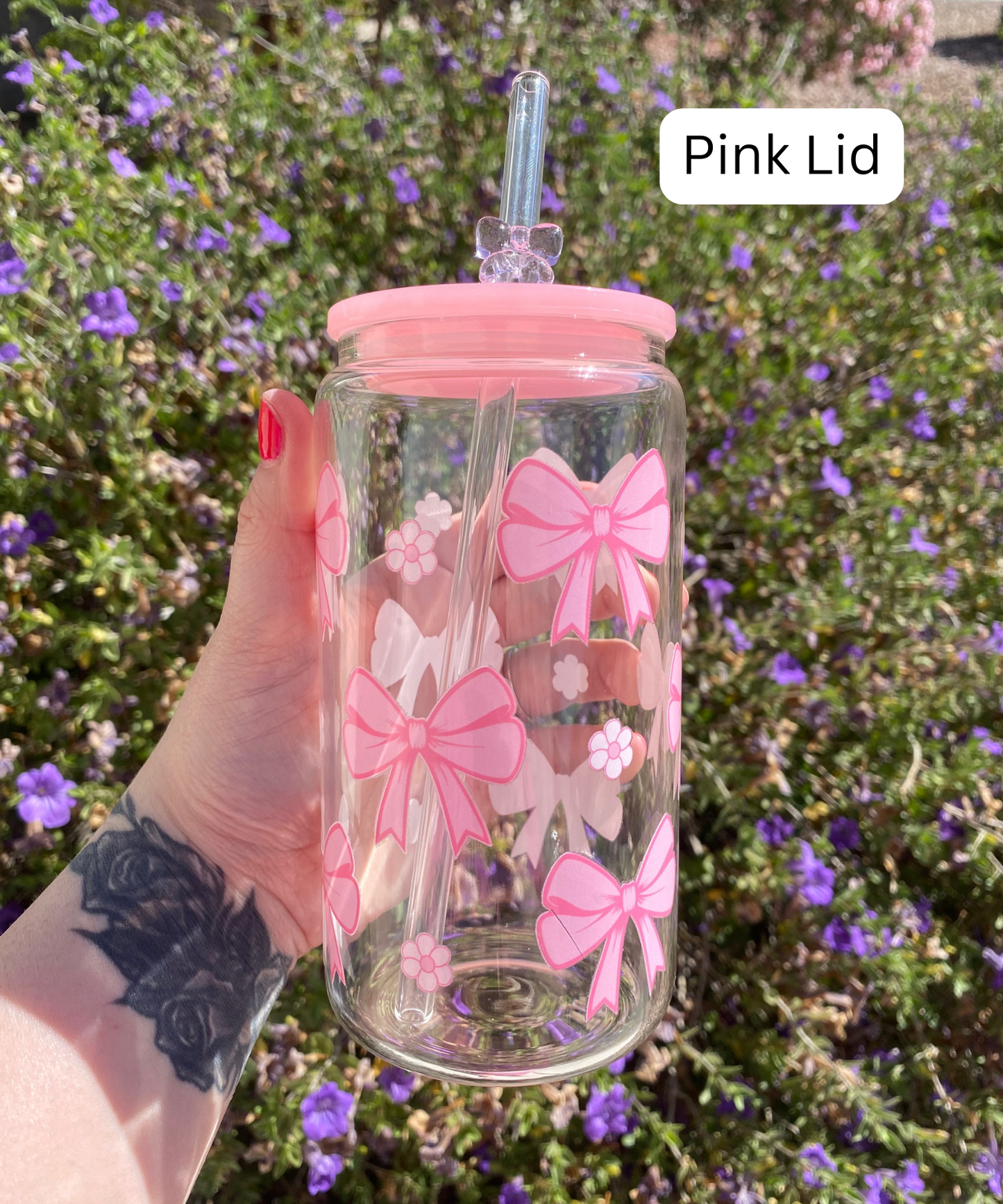 Bows & Flowers Glass Libbey Cup