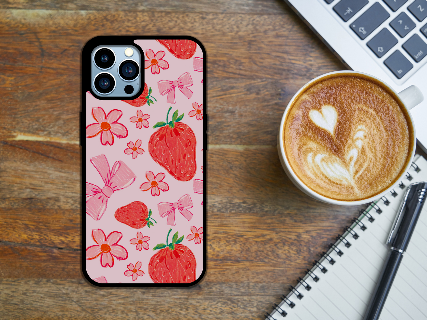 Strawberries, Bows, and Flowers iPhone Case
