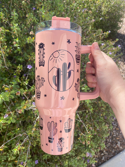 Pink Cactus 40oz Tumbler