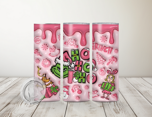 3D Pink Ho Ho Ho Green character 20 oz Tumbler