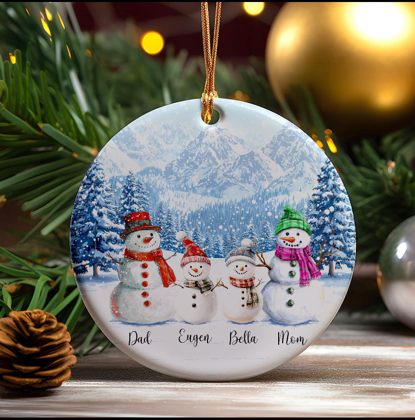 Personalized Snowman Family Ornament