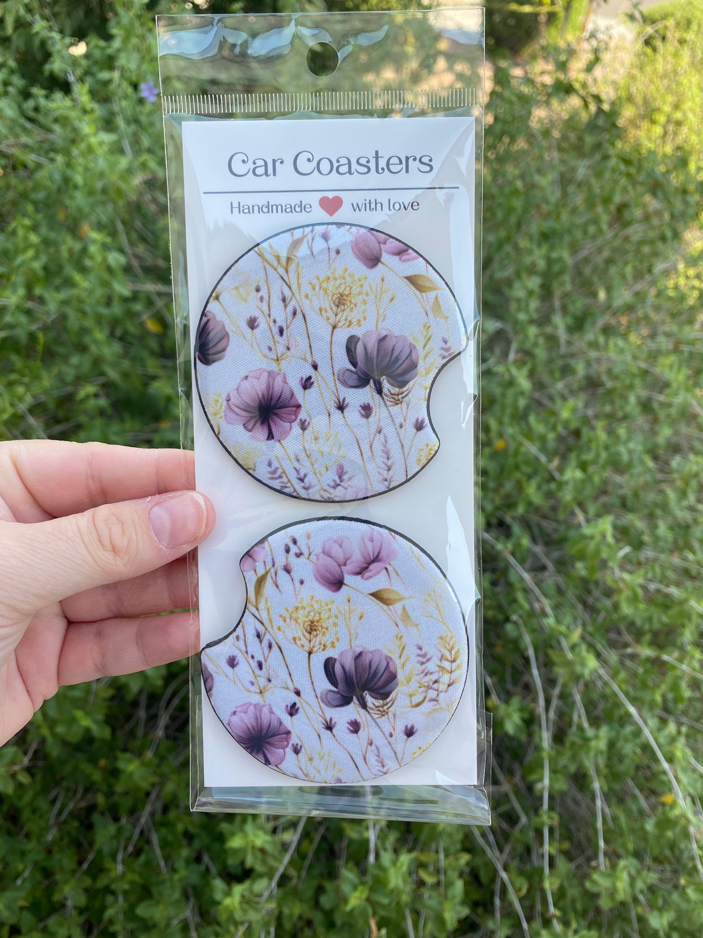 Dainty Purple Flowers Car Coasters