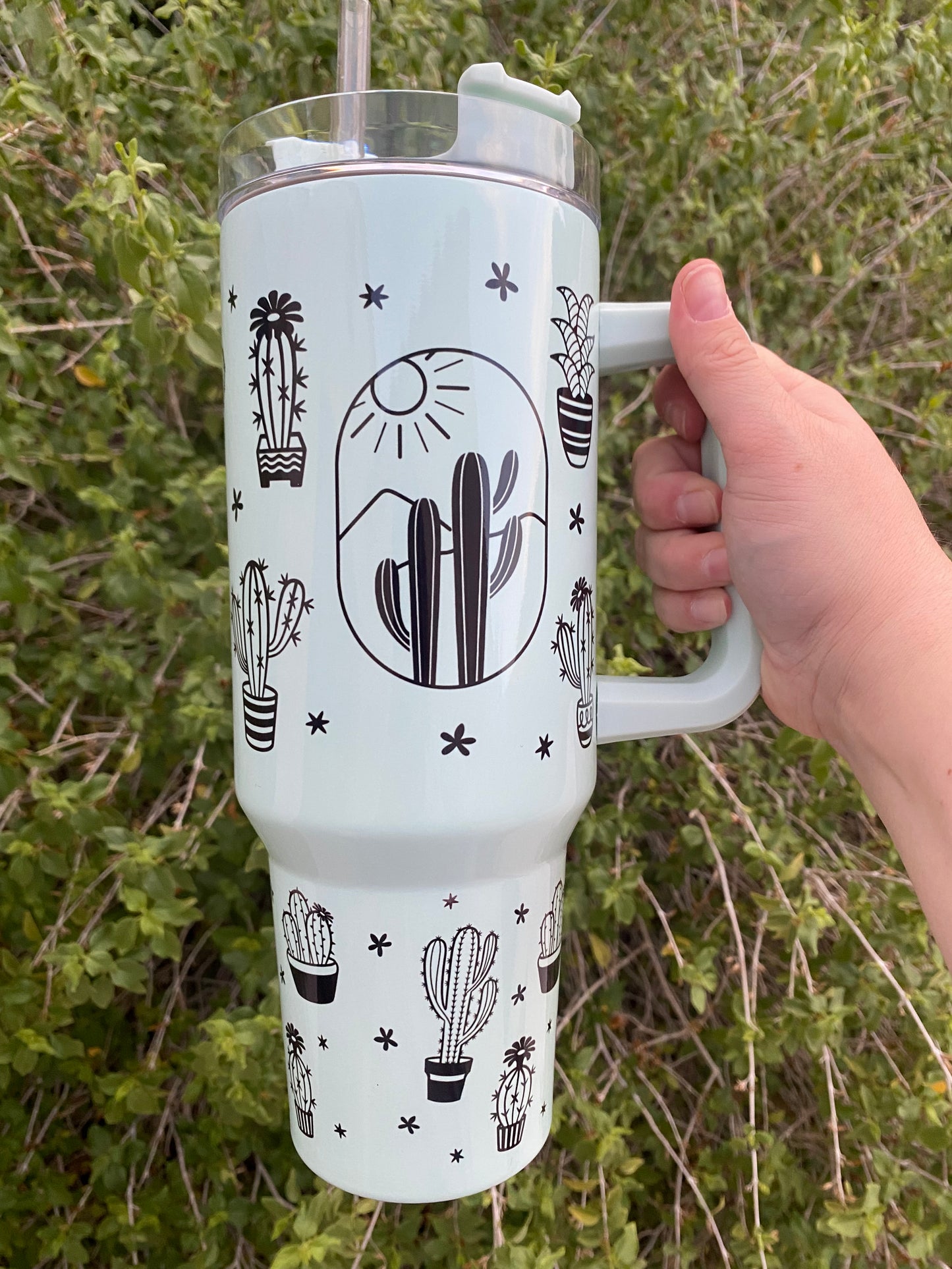 Mint Green Cactus 40oz Tumbler