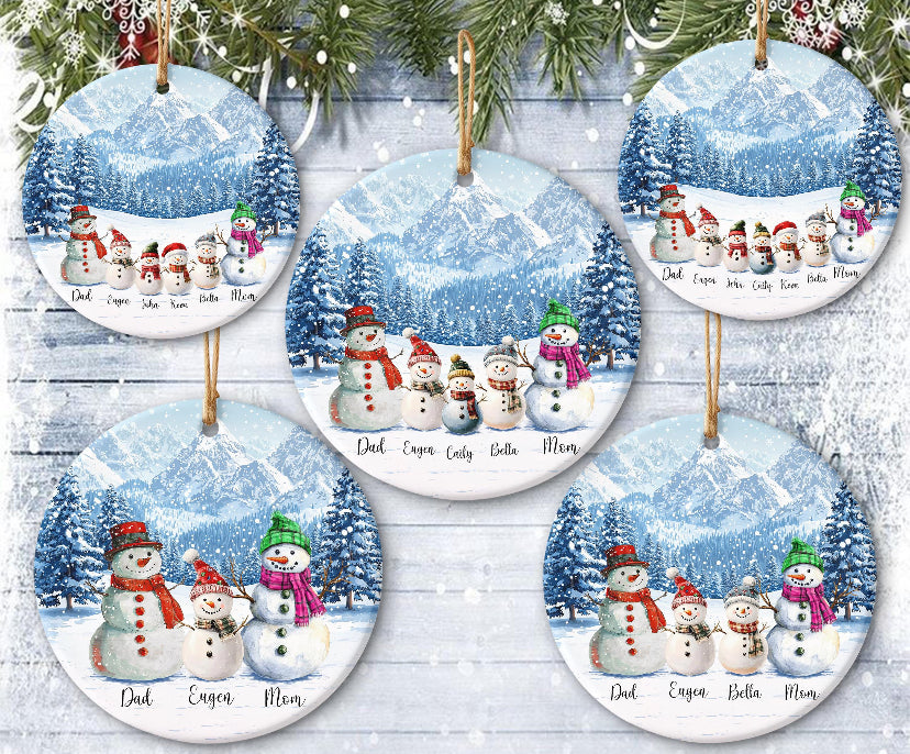 Personalized Snowman Family Ornament