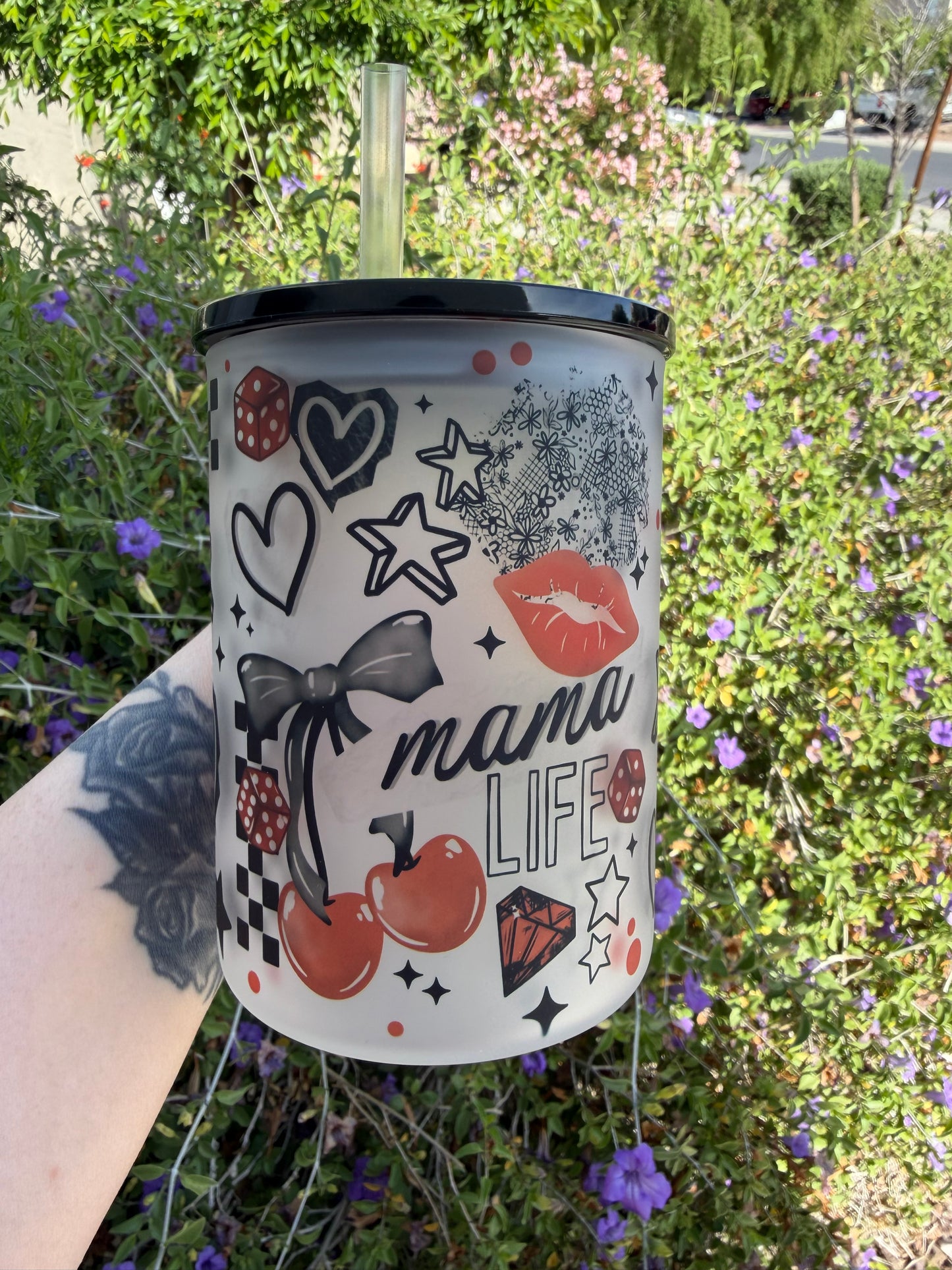 Mama Life Glass Mug with Handle