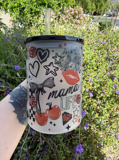 Mama Life Glass Mug with Handle