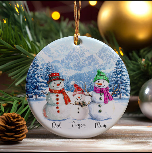 Personalized Snowman Family Ornament