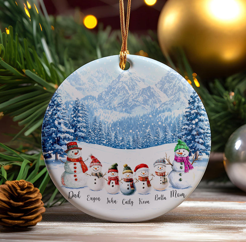 Personalized Snowman Family Ornament