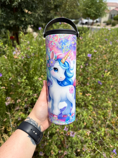Unicorn, Butterflies & Sparkles 20oz Flip Top Tumbler