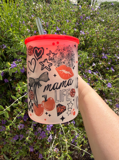 Mama Life Glass Mug with Handle