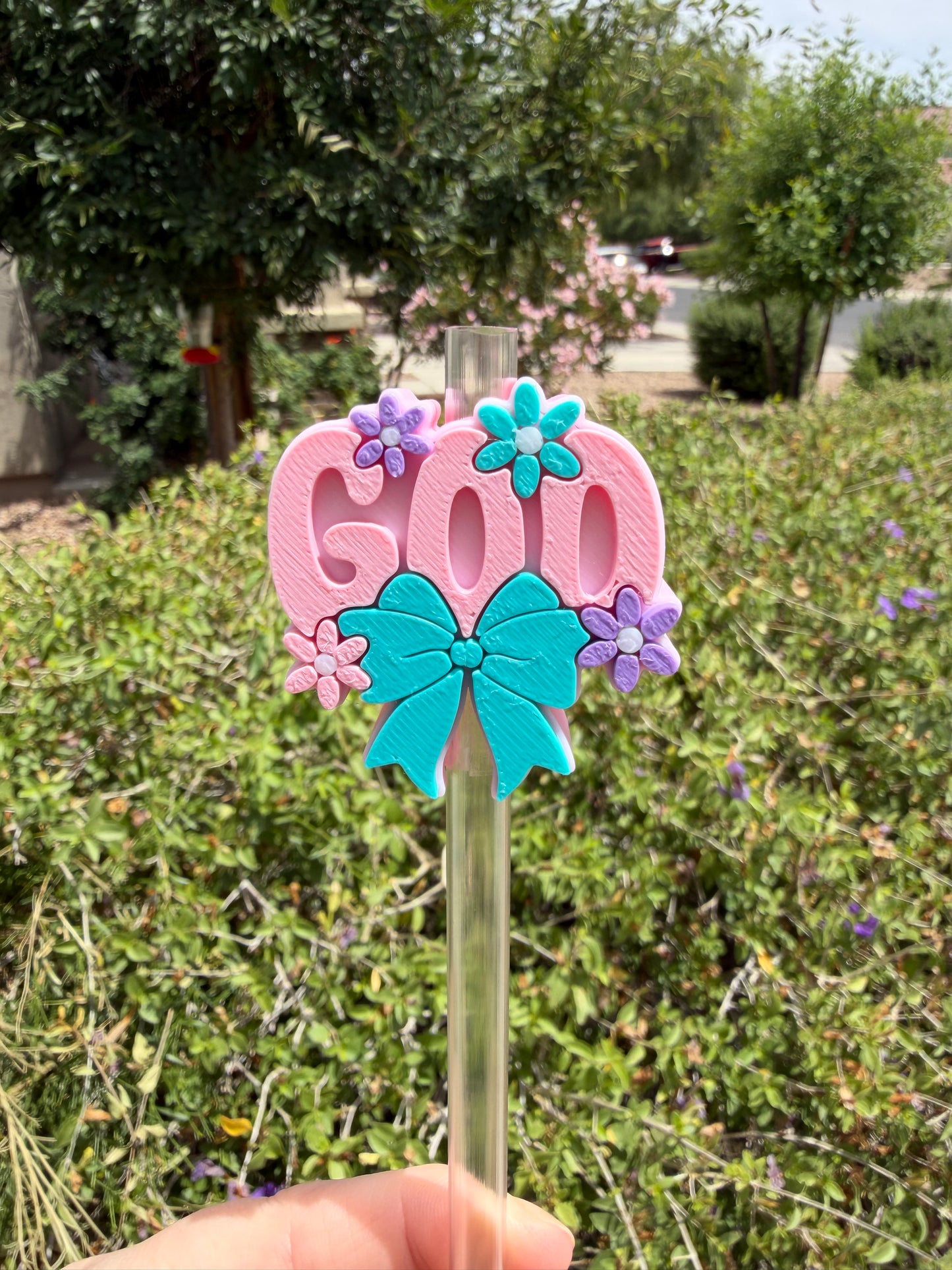 God Floral Straw Topper