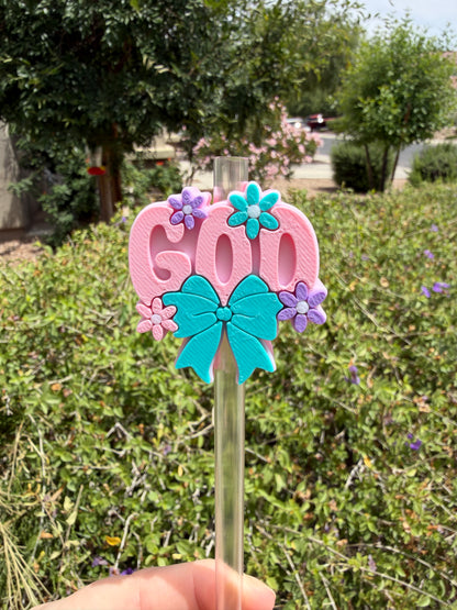 God Floral Straw Topper