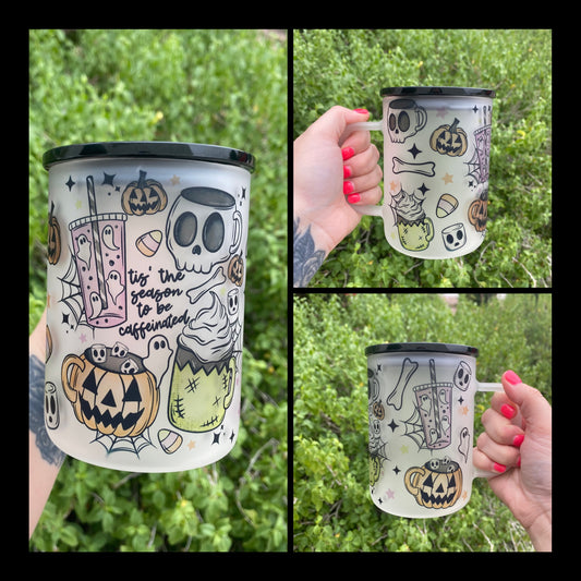 Tis this season Halloween Glass Mug with Handle