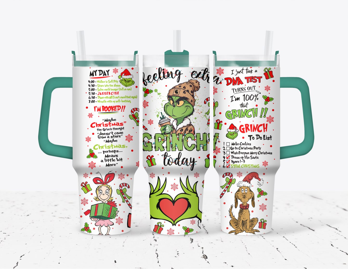 Feeling Extra Grinchy Today 40 oz Tumbler with handle