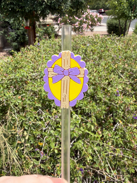 Coquette Cross Straw Topper