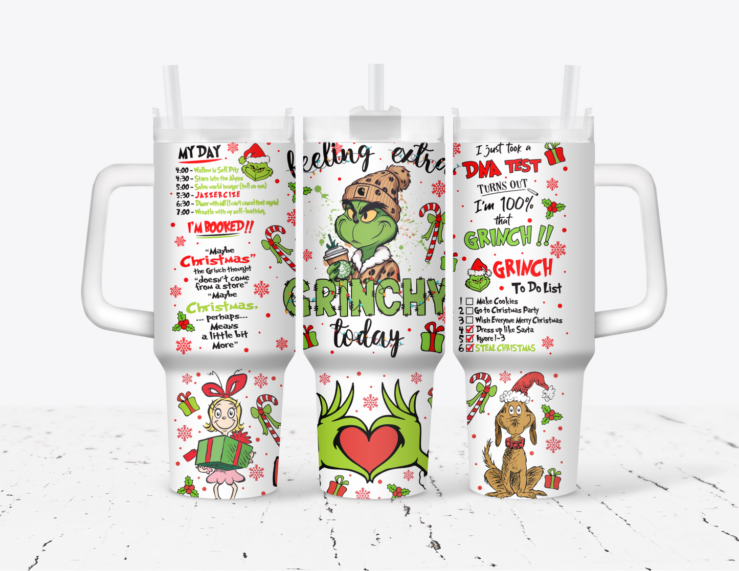 Feeling Extra Grinchy Today 40 oz Tumbler with handle