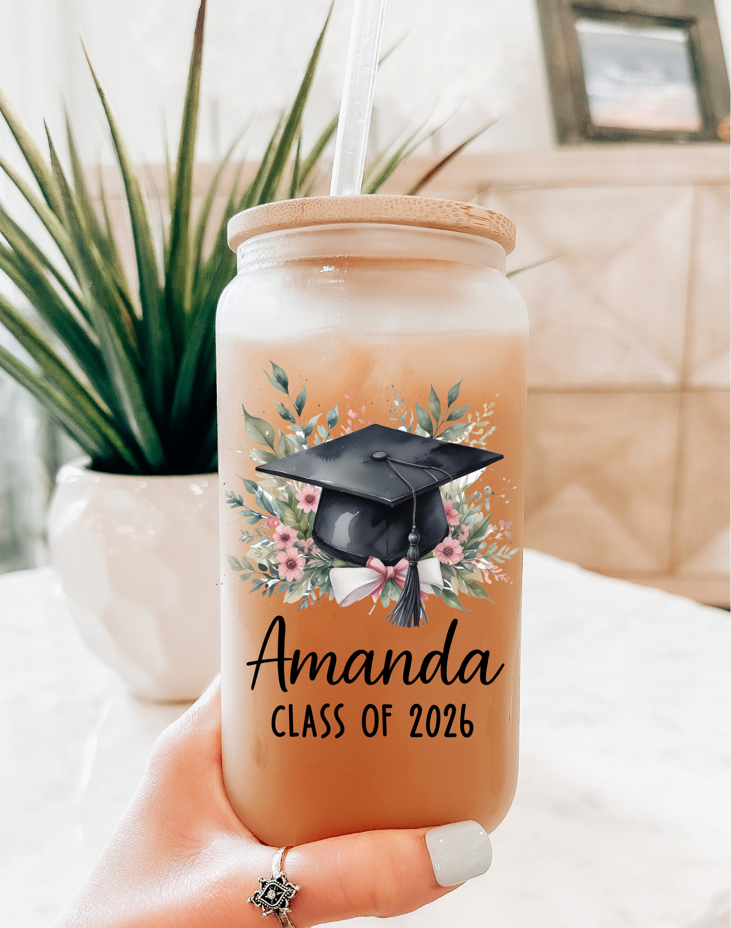 Graduation Personalized Frosted Glass Cup