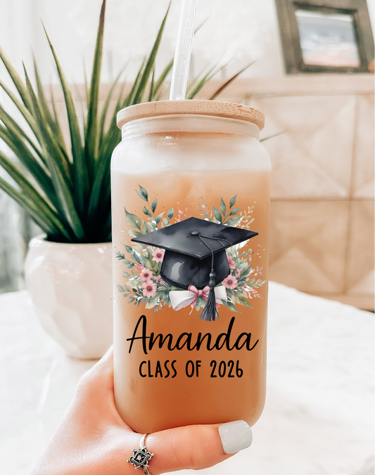 Graduation Personalized Frosted Glass Cup